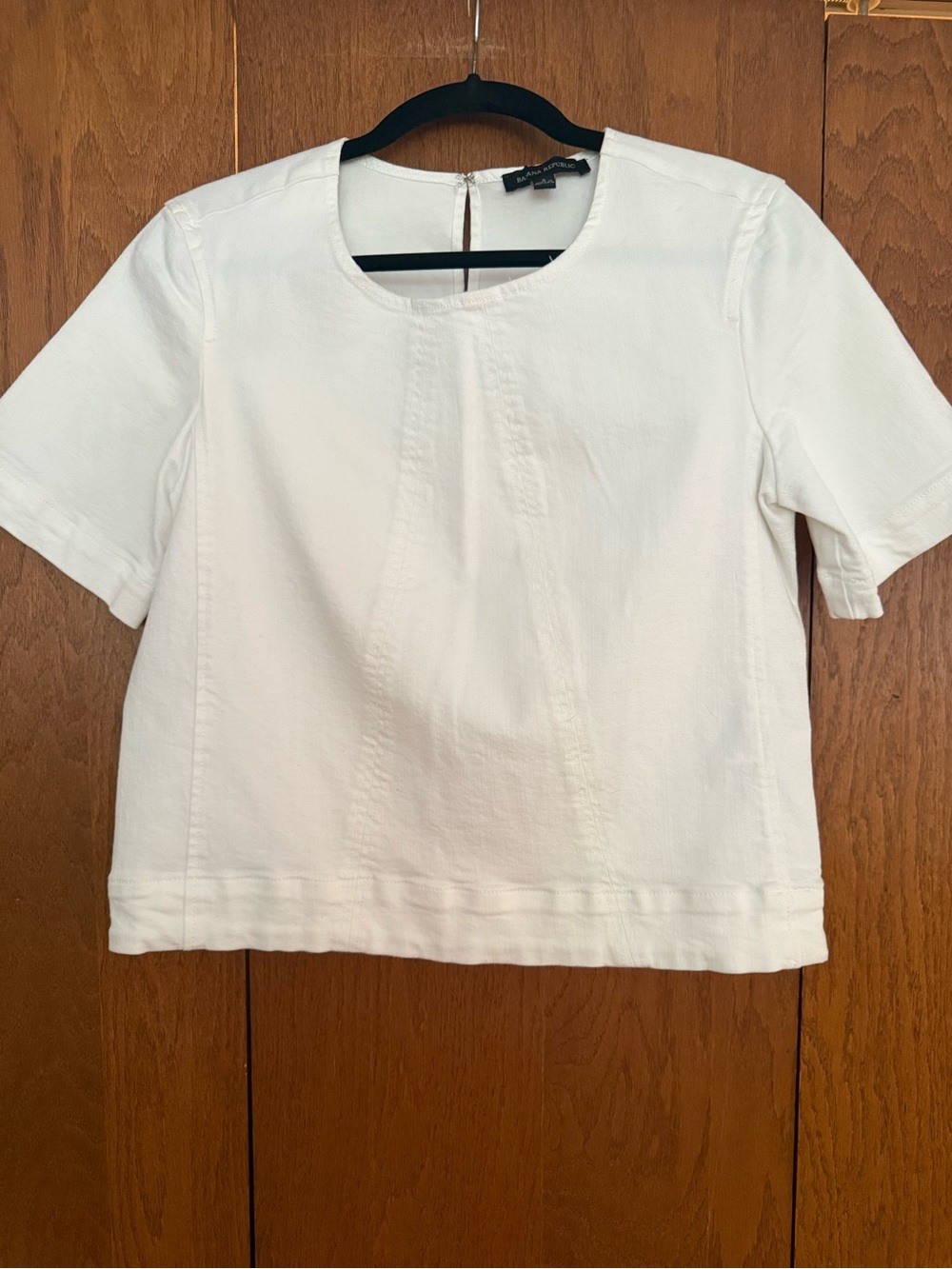 Banana Republic White Short-Sleeve Boxy Crewneck Top